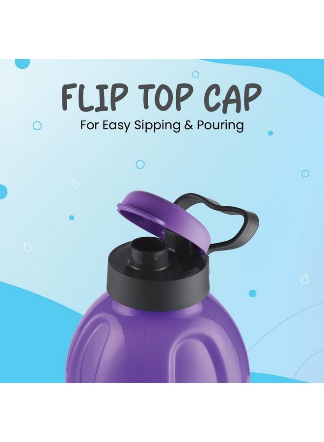 oliveware Jumbo 2 Litre Water Bottle, 100% Leak Proof, BPA Free Premium Plastic Bottle, for Home, Office & Gym, Sturdy with Holder, Pack of 3 (Multi) - Image 3