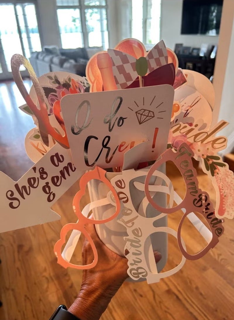 Wedding Bridal Shower Photo Booth Props, 23 Pieces Rose Gold Bachelorette Party Decorations Photo Booth for Bridal Shower Bride to Be Girls Night Out Hen Party Gift Accessories Wedding Favor Supplies - Image 2