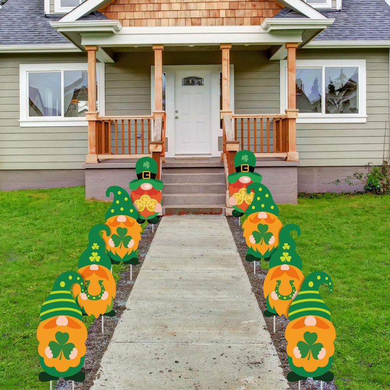 Memorywuu 12 Pcs 14 Inches Valentine s Day Yard Signs with Stakes St. Patrick's Day Easter Outdoor Gnome Yard Signs with 3 Pcs String Lights Gnomes Decorations Signs for Yard Garden Lawn Decor - Image 5
