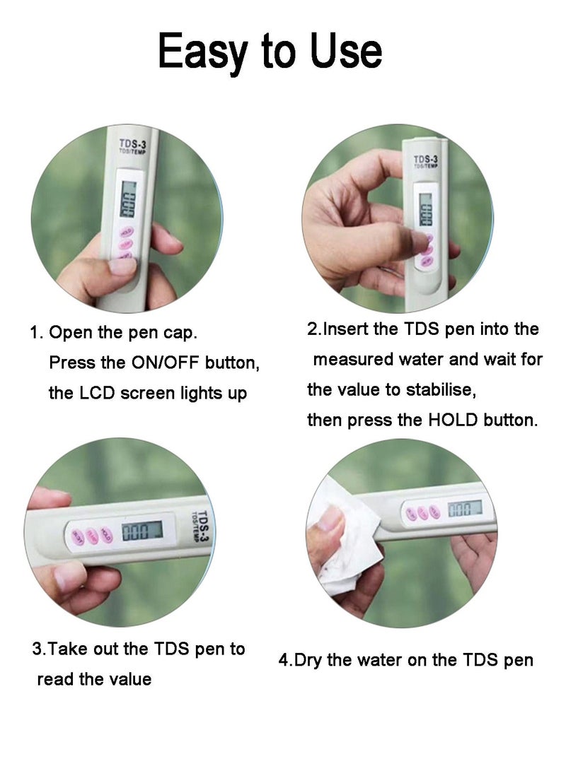 جهاز اختبار جودة المياه الرقمي TDS-3 المحمول بشاشة LCD لاختبار جودة المياه ﻿ - Image 2