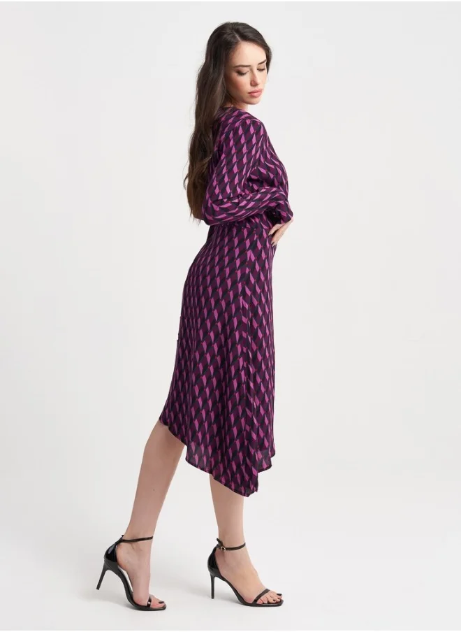 ZABAIONE Women's Geometric Print Midi Dress - Pink.
