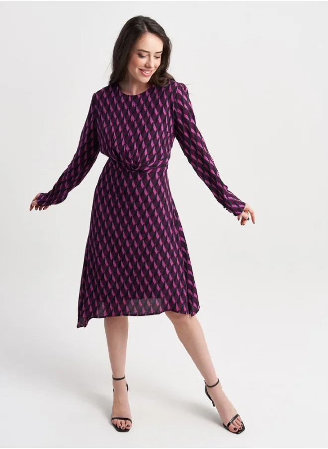 ZABAIONE Women's Geometric Print Midi Dress - Pink.