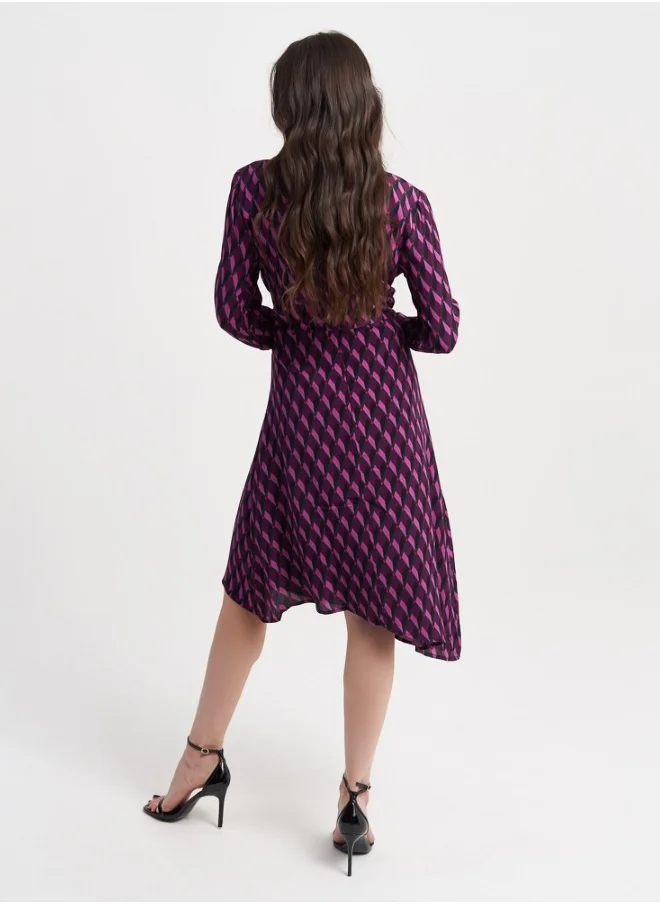 ZABAIONE Women's Geometric Print Midi Dress - Pink.