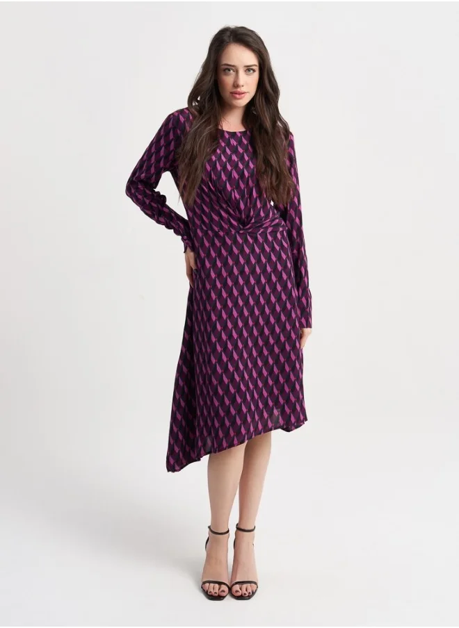 ZABAIONE Women's Geometric Print Midi Dress - Pink.