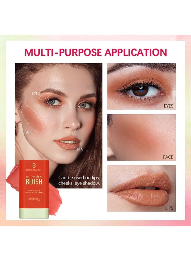 Misiou Beauty On The Glow Blush, The Moisture Stick Cream Colour For Cheeks, Highlighting ​Color Silky Powder Blusher Stick Natural Glow Silly Blusher Light And Soft Feeling The Apply On Your Face - Image 5