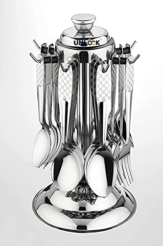 UNLOCK Unlock Super Stainless Steel Cutlery Set of 25 Contains 6 Master Spoons 6 Tea Spoons 6 Forks 6 Soup Spoons Silver