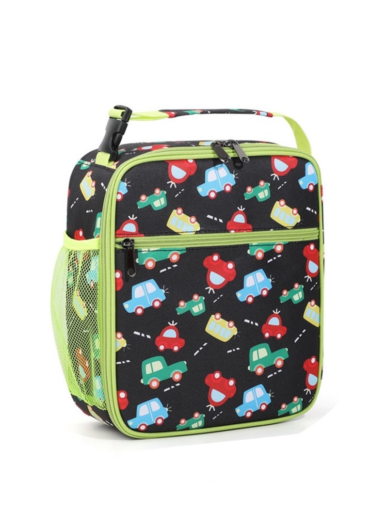 SänHahn Kids Lunch Box Insulated Soft Bag Mini Cooler Back to School Thermal Meal Tote Kit with Proof Water-resistant Lining for Girls, Boys (Black Car)  - Image 1