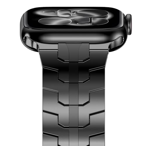 CHANCHY Stainless Steel Band Compatible with Apple Watch Band 42mm 41mm 40mm 38mm, Metal Strap with Folding Clasp for Apple Watch Series 11 10 9 8 7 6 5 4 3 2 1 SE SE2 SE3 for Men Women, Black - Image 2