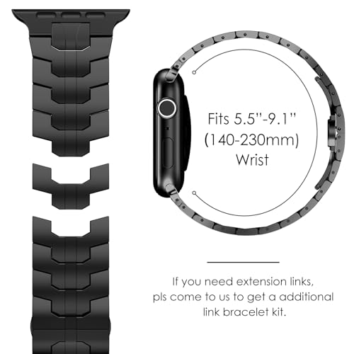CHANCHY Stainless Steel Band Compatible with Apple Watch Band 42mm 41mm 40mm 38mm, Metal Strap with Folding Clasp for Apple Watch Series 11 10 9 8 7 6 5 4 3 2 1 SE SE2 SE3 for Men Women, Black - Image 4
