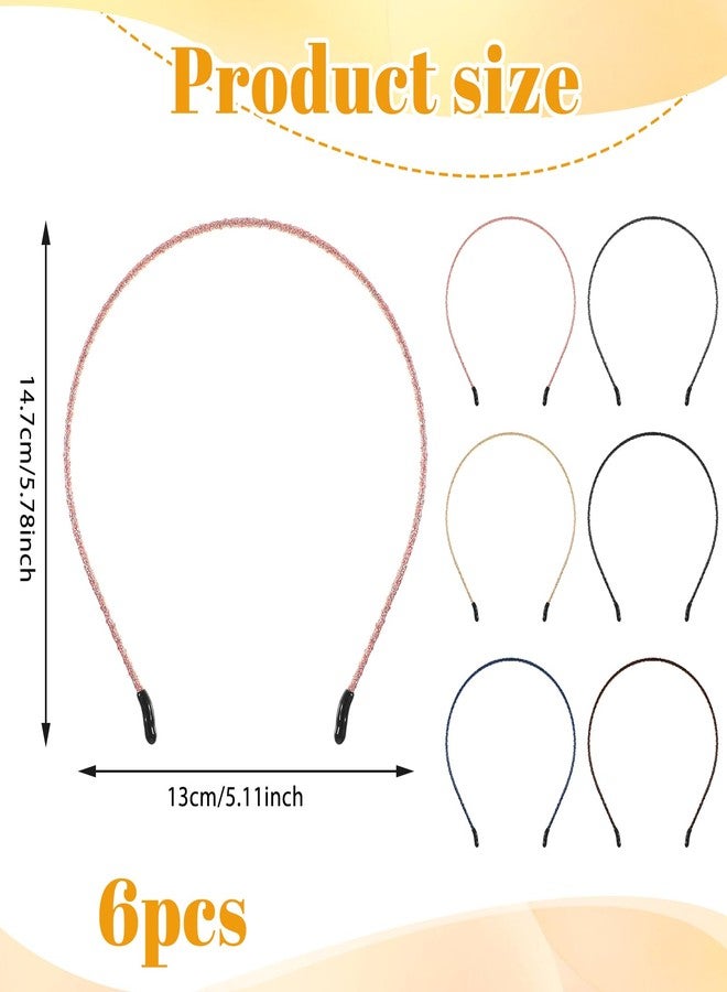Bruislard Thin Headbands Hard 6 PCS Plastic Headband Skinny Thin Headbands Non-slip Upgraded Sequin Headband with Soft Fabric Cover for Women - Image 2