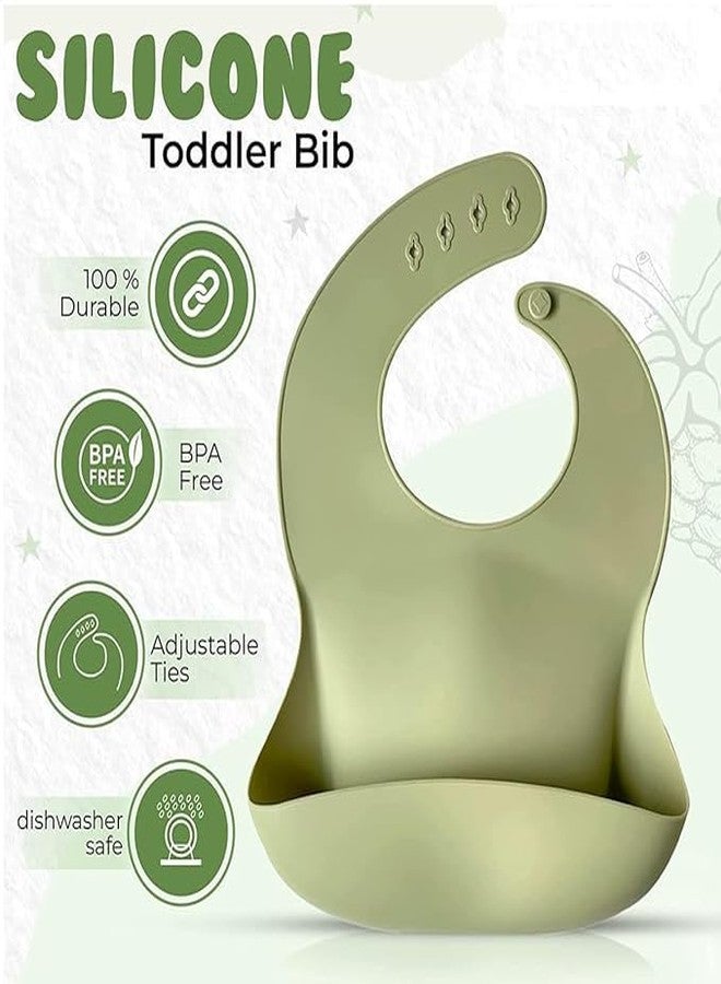 PUNO ComfortCatch Silicone Baby Bib for Feeding & Toddlers, Waterproof, Washable & Reusable baby apron Mealtime Made Easy (Pack of 1) - Image 2