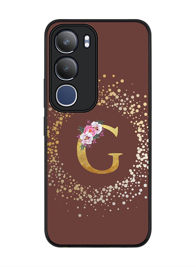 Stylizedd For vivo Y19s / Y19s Pro Case,Slim fit Camera Protection, Shockproof Thin Phone cover  - Custom Monogram Floral - G  (Brown )