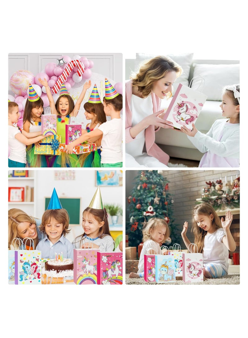 24 Pcs Gift Bag Paper Bags, Unicorn Gift Bags Goody Bags Candy Bag with Handle, Reusable Birthday Bag Sweet Treat Bags Party Bags, for Girls Kids Celebrations Baby Shower Halloween weddings