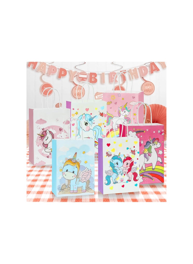 24 Pcs Gift Bag Paper Bags, Unicorn Gift Bags Goody Bags Candy Bag with Handle, Reusable Birthday Bag Sweet Treat Bags Party Bags, for Girls Kids Celebrations Baby Shower Halloween weddings