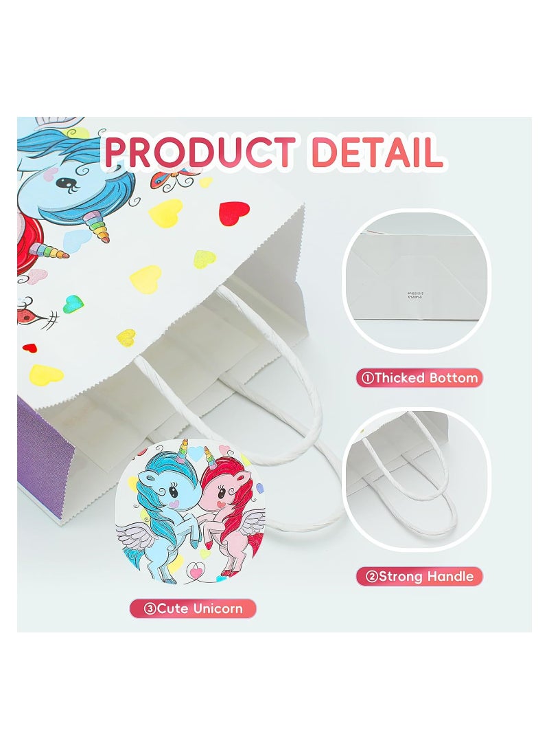 24 Pcs Gift Bag Paper Bags, Unicorn Gift Bags Goody Bags Candy Bag with Handle, Reusable Birthday Bag Sweet Treat Bags Party Bags, for Girls Kids Celebrations Baby Shower Halloween weddings