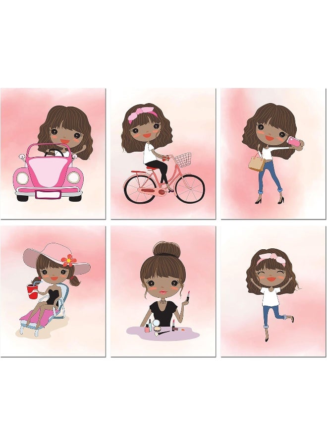 BigWig Prints Cute Black African American Girls Original Watercolor - Set of 6 (8 inches x 10 inches) Photos - Image 1