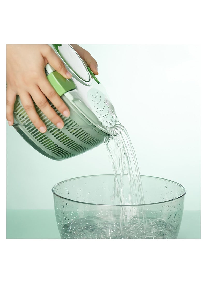 SYOSI خلاط سلطة مع وعاء 4.2 لتر مجفف للخضار كبير لغسالة السلطة في المطبخ مع قفل غطاء آمن ومقبض دوار سهل التنظيف للفواكه والخضار باللون الأخضر - Image 3