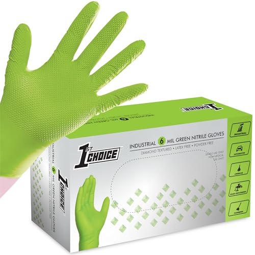 1st Choice Green Nitrile Gloves, Disposable Latex Free, 100 Count, Medium - Image 1