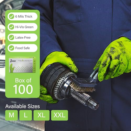 1st Choice Green Nitrile Gloves, Disposable Latex Free, 100 Count, Medium - Image 2