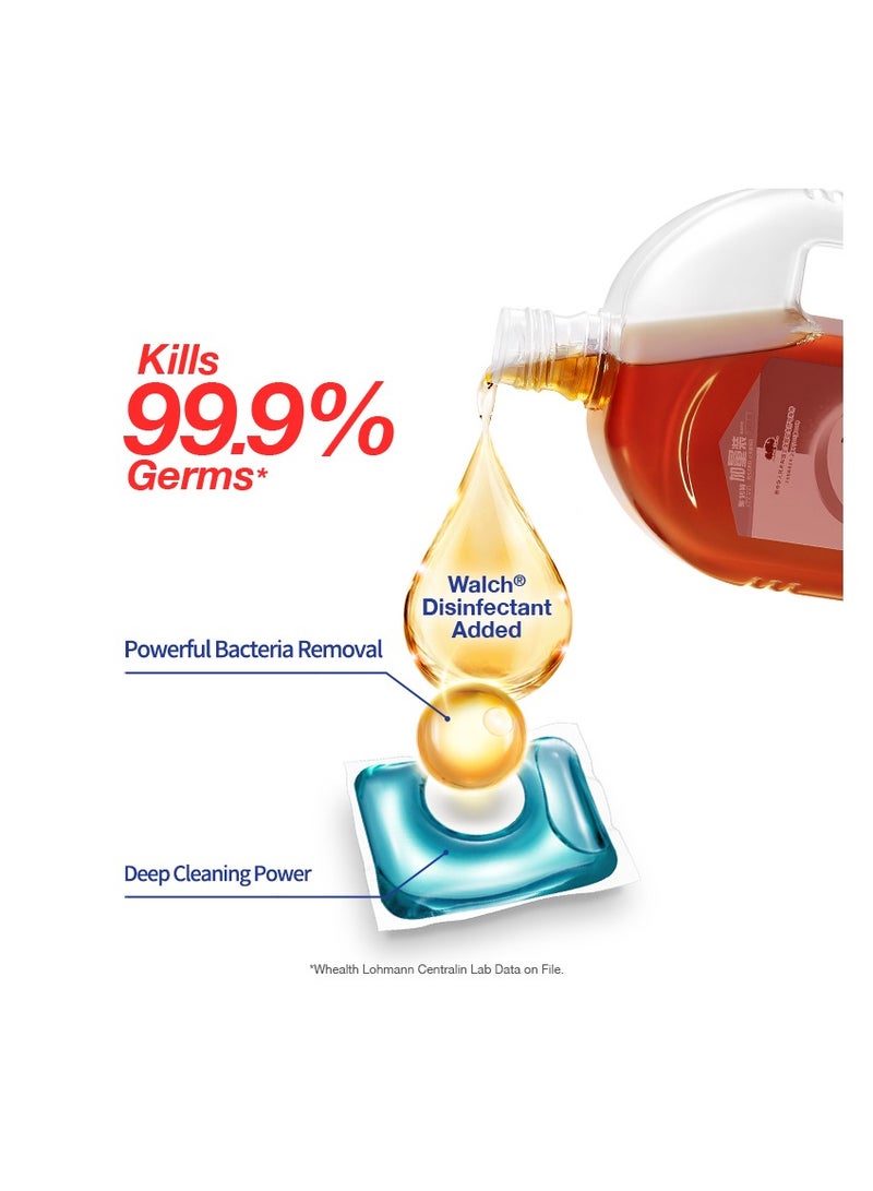 Walch كبسولات مسحوق الغسيل المضاد للبكتيريا من والش 9X، مكونات نباتية مصنوعة في ألمانيا مع قوة تنظيف 9X، تقتل 99.9% من الجراثيم ومضادة لعث الغبار، 32 كبسولة - Image 4