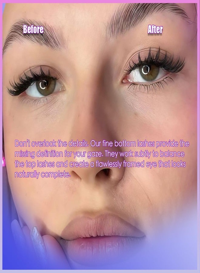 DAODER Bottom Lash Clusters Self Adhesive, Pre Glued Lower Eyelash Clusters, Wispy Bottom Lashes Natural Look Clear Band J Curl For Under Eyeslashes 5-7mm (Black Fairy Angel) - Image 3