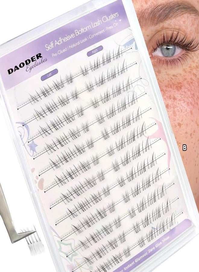 DAODER Bottom Lash Clusters Self Adhesive, Pre Glued Lower Eyelash Clusters, Wispy Bottom Lashes Natural Look Clear Band J Curl For Under Eyeslashes 5-7mm (Black Fairy Angel) - Image 1