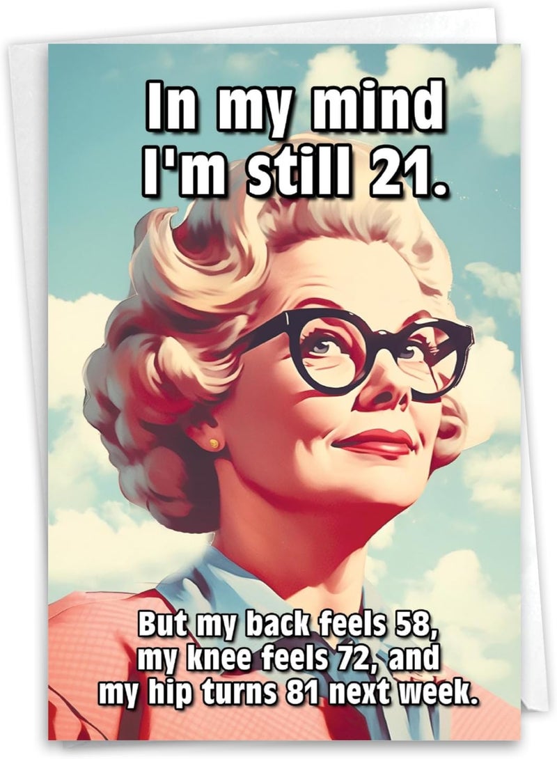 NobleWorks Funny Happy Birthday Greeting Card For Women Her Wife with 5 x 7 Inch Envelope 1 Card Bday In My Mind C8654BDG - Image 1