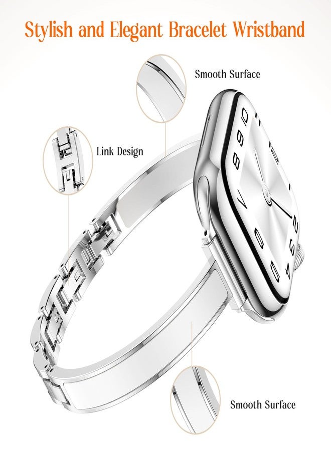 Mosonio Slim Bracelet Bands for Apple Watch Women, Elegant Thin Strap with Easy-Adjust Link Clasps, Compatible with Apple Watch Series 11/10 (42mm), Series 9/8/7 (41mm), Series 6/5/4/SE (40mm), Series - Image 4