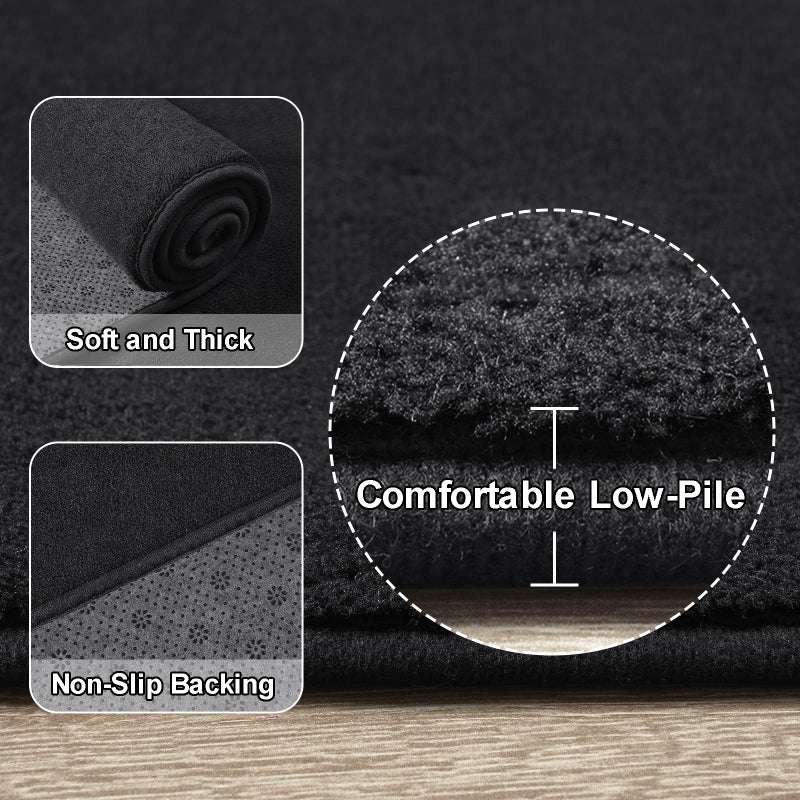 Amearea Modern Soft Hallway Runner Rug, 2x6 Feet Washable Runner Rugs for Hallway, Black Fluffy Rug Bedroom Bedside Rugs, Non Slip Memory Foam Rug Carpet for Entrance Kitchen Living Room Decor - Image 3