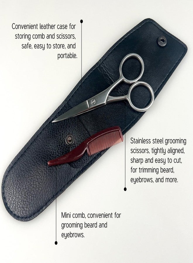 Jaasuee Mustache Grooming Set - Precision Mustache Scissors and Comb Kit for Men - Ideal for Travel, Includes Facial Hair Trimming Scissors and Moustache Comb - Image 4