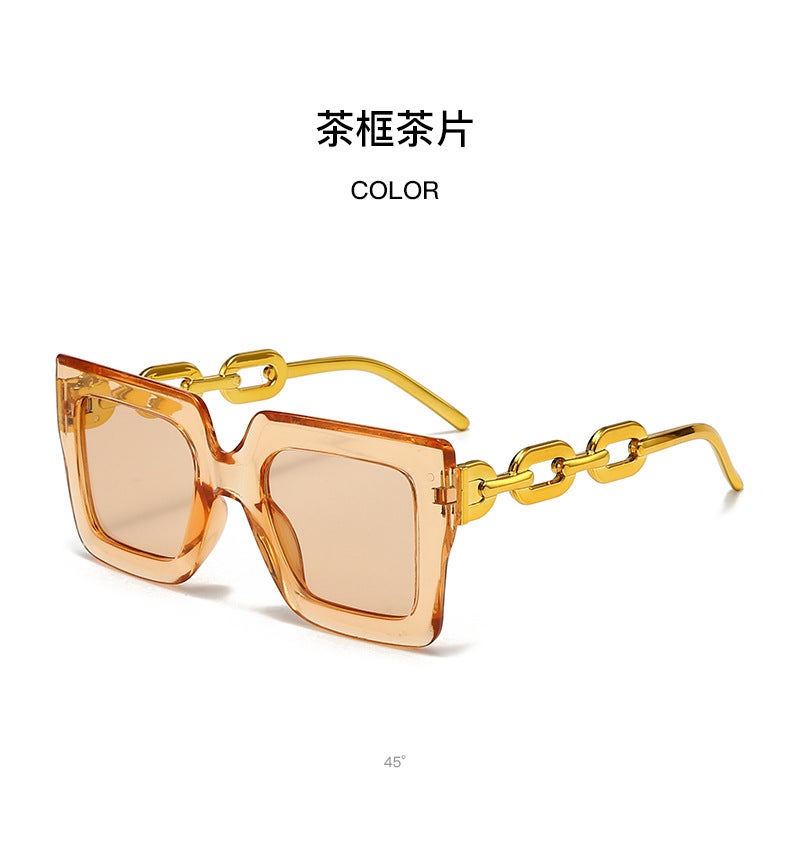 2025 Fashionable Square Sunglasses For Men And Women, Internet Celebrities, Versatile High-End Chain Sunglasses For Summer Outings, Anti-Uv - Image 1
