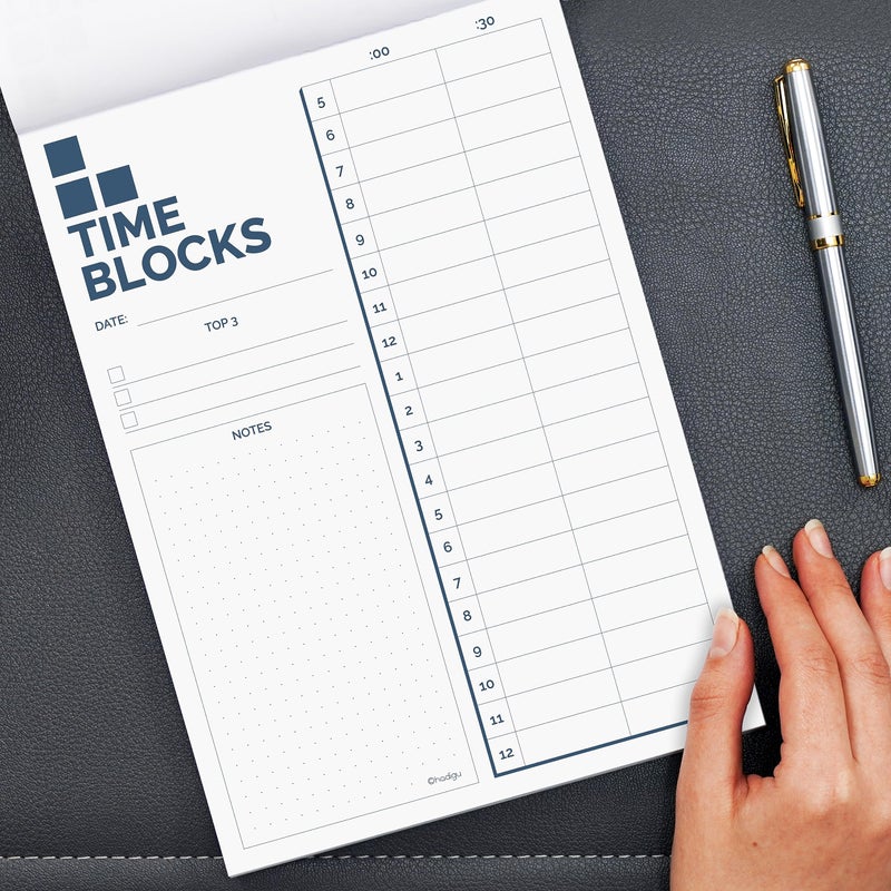 HADIGU Time Blocking Planner (11.7" x 8.3"), Daily Time Box, Best ADHD Tool, Undated Daily Schedule Organizer, Daily Planner Notepad, Hourly Planner For Office Productivity, To Do List Notepad. - Image 2