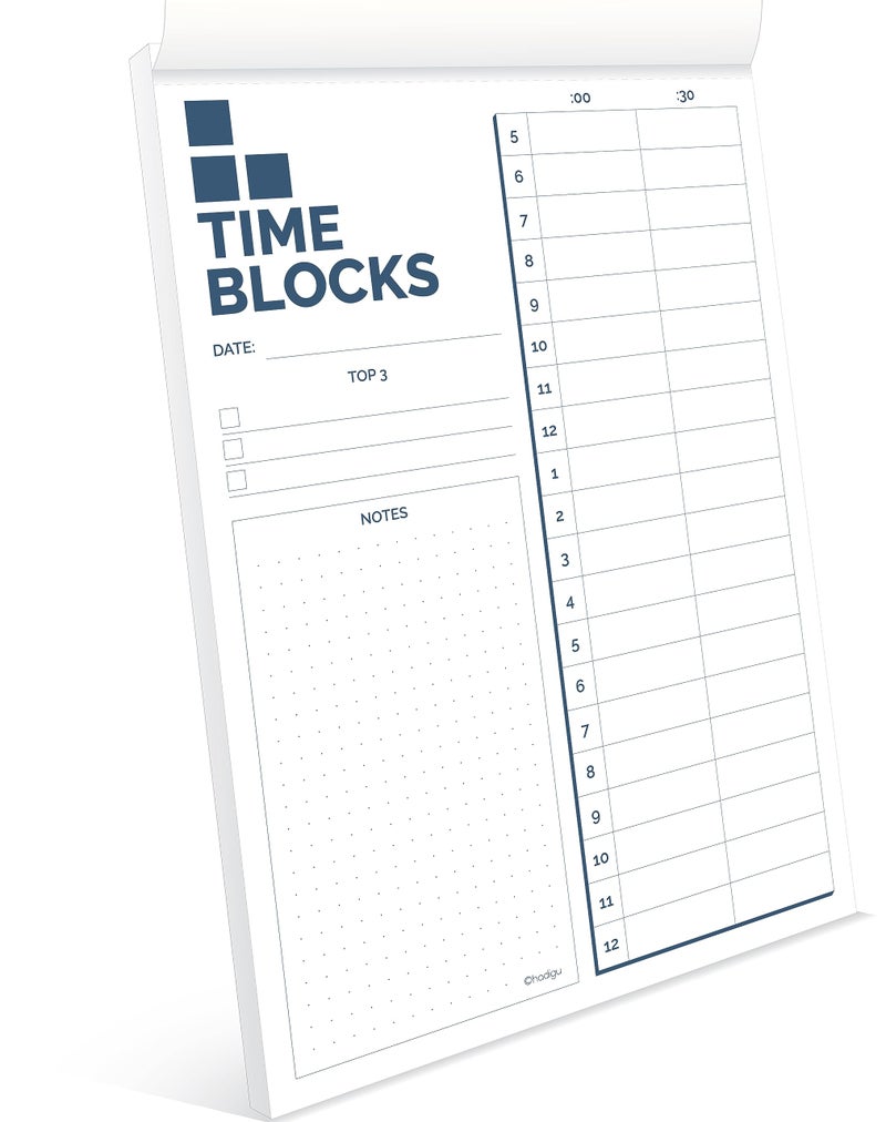 HADIGU Time Blocking Planner (11.7" x 8.3"), Daily Time Box, Best ADHD Tool, Undated Daily Schedule Organizer, Daily Planner Notepad, Hourly Planner For Office Productivity, To Do List Notepad. - Image 1