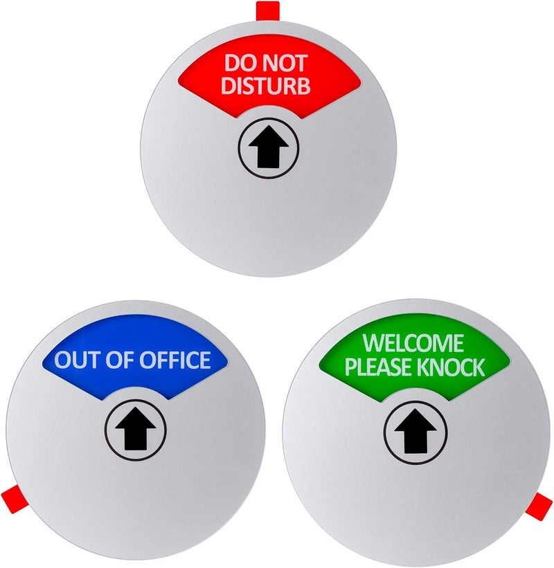 Kichwit Privacy  Office Sign  Do Not Disturb Out of Office Welcome Please Knock  5 Inch Silver - Image 1