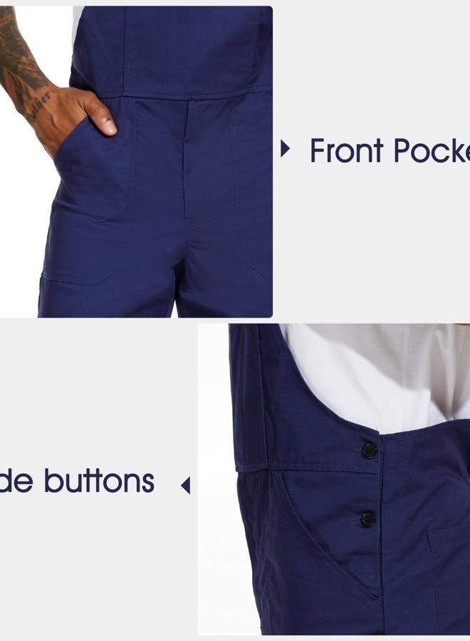 WORK IDEA Men's Bib Overalls Workwear Fashion Lightweight Jumpsuit with Pockets, Navy, L - Image 5