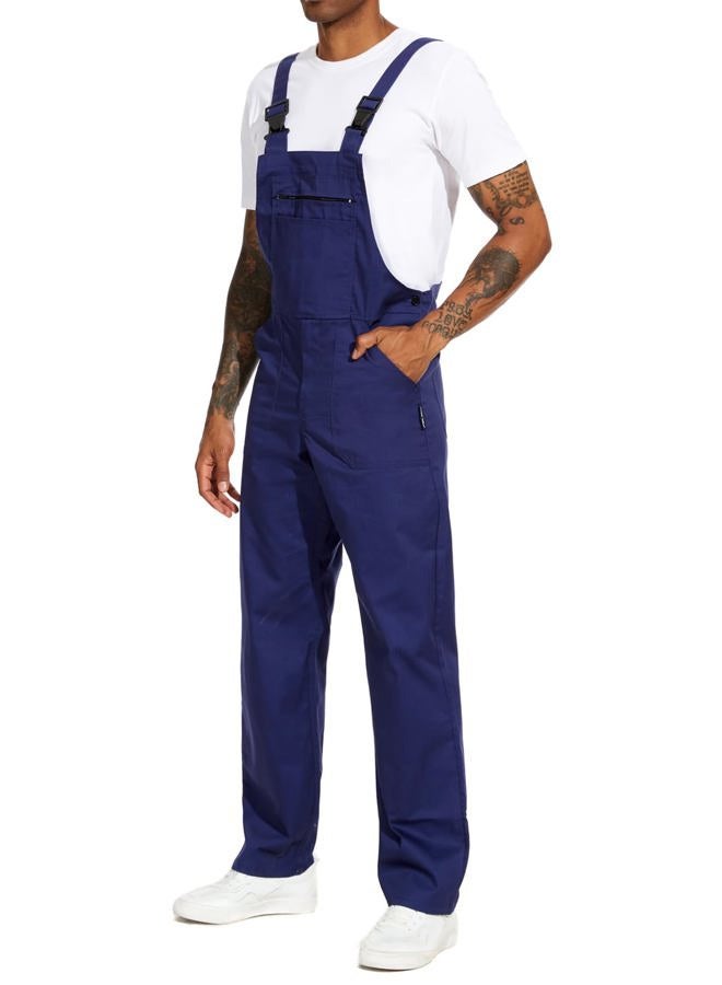 WORK IDEA Men's Bib Overalls Workwear Fashion Lightweight Jumpsuit with Pockets, Navy, L - Image 3