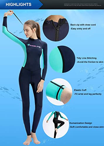 Skyone Dive Skins Full Body Swimsuit Wetsuit Scuba Rash Guard Diving Suit for Women Men Adult, Long Sleeve Swimwear One Piece UV Protection Quick Dry Sunsuit for Surfing Snorkeling Kayaking (Black, S) - Image 5