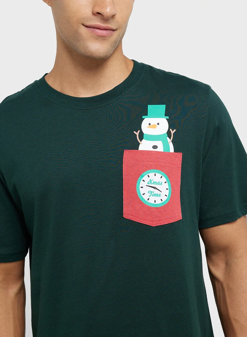 JACK & JONES Christmas Graphic Crew Neck T-Shirt