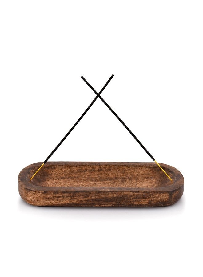 Kaizen Casa Incense Burner Stick Holder Ash Catcher Wooden Handmade Modern Gift Wood Home Decor Size (11" X 4" X 1") - Image 1