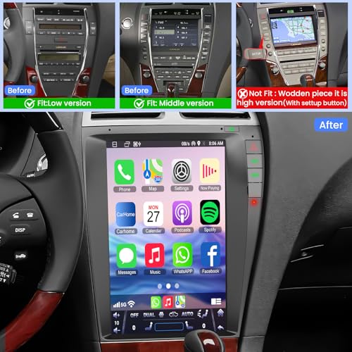 electrosmart GPS for Lexus ES350 Radio Upgrade 2006-2011, Android 14Stereo Replacement,IPS Touch Screen 1280 * 800,8-core CPU,2G RAM 32G ROM,Build in Wireless carplay,Android Auto, FM/AM,Mirrorlink,Reverse Camera - Image 2