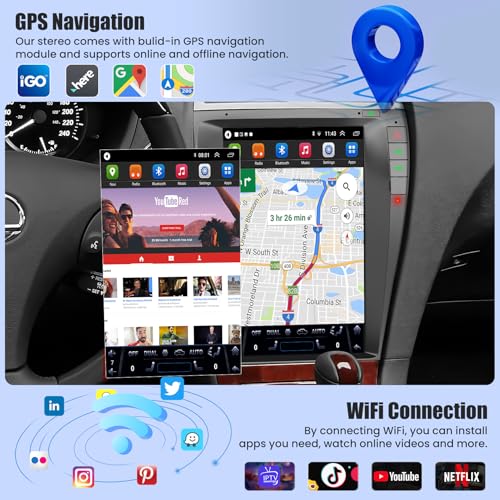 electrosmart GPS for Lexus ES350 Radio Upgrade 2006-2011, Android 14Stereo Replacement,IPS Touch Screen 1280 * 800,8-core CPU,2G RAM 32G ROM,Build in Wireless carplay,Android Auto, FM/AM,Mirrorlink,Reverse Camera - Image 4