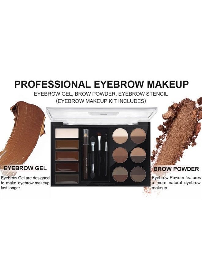 MAEPEOR - Eye Brow Kit 25 Piece Waterproof Eyebrow Palette Set 12 Colors Eyebrow Powder 5 Colors Brow Wax 4 Eyebrow Stencils 3 Brushes 1 Eyebrow Pencil for Novice and Professional (25 Piece Set) - Image 1