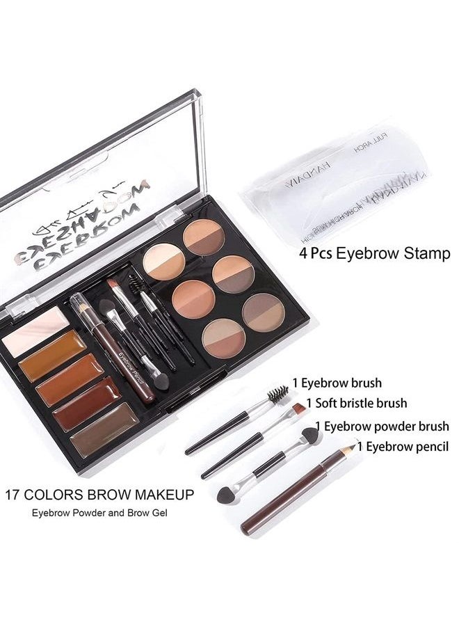 MAEPEOR - Eye Brow Kit 25 Piece Waterproof Eyebrow Palette Set 12 Colors Eyebrow Powder 5 Colors Brow Wax 4 Eyebrow Stencils 3 Brushes 1 Eyebrow Pencil for Novice and Professional (25 Piece Set) - Image 1