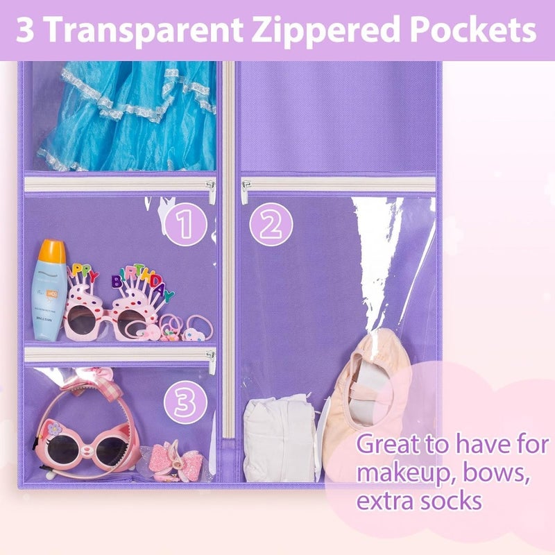 Garment Bags, Dance Garment Bags, 3 Packs 40" Hanging Dance Costume Garment Bag, with 3 Zippered Pockets, Storage for Girls Competition for Dancers, Storing Shoes, Bows, Hair Ties, Travel, Purple - Image 3