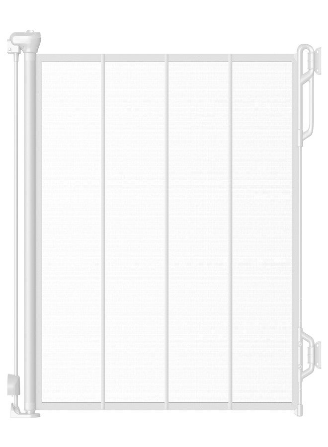 SPACEANY Reinforced Retractable Baby Gate or Mesh Dog Gate,Easy to Use for Stairs, Doorways, Hallways, Indoor, Outdoor, Wide Pet Gate 33.5" Tall, Extends to 55" Wide, White - Image 1