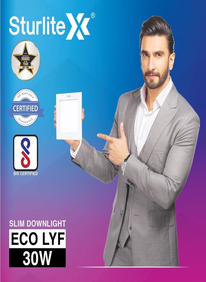 Sturlite مصباح ستورلايت إيكو LYF LED مربع الشكل بقوة 30 واط | درجة حرارة اللون أبيض بارد 6500 كلفن | 2250 لومن بتقنية CRI لأنواع الأسقف والغرف المختلفة - (عبوة من قطعة واحدة) - Image 2