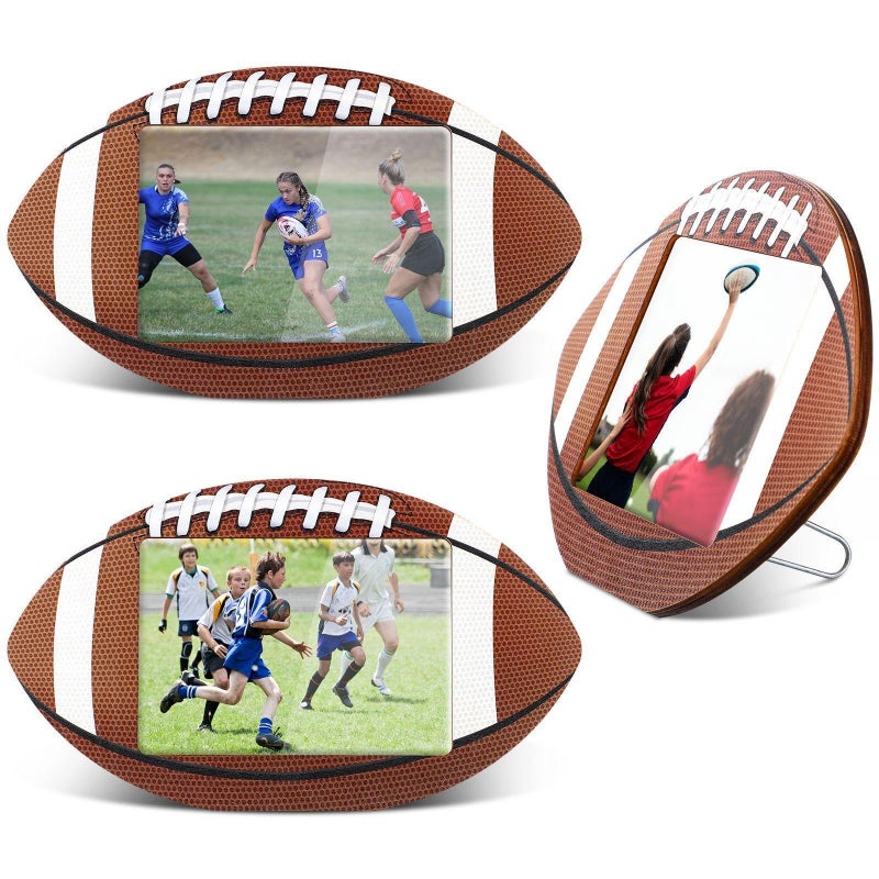 Vicenpal 3 Pcs Sport Picture Frame Sport Themed Wooden Photo Frame Tabletop Picture Frame for Home Table Display Party Decorations Birthday Gifts for Men Athletes TeamsFootball