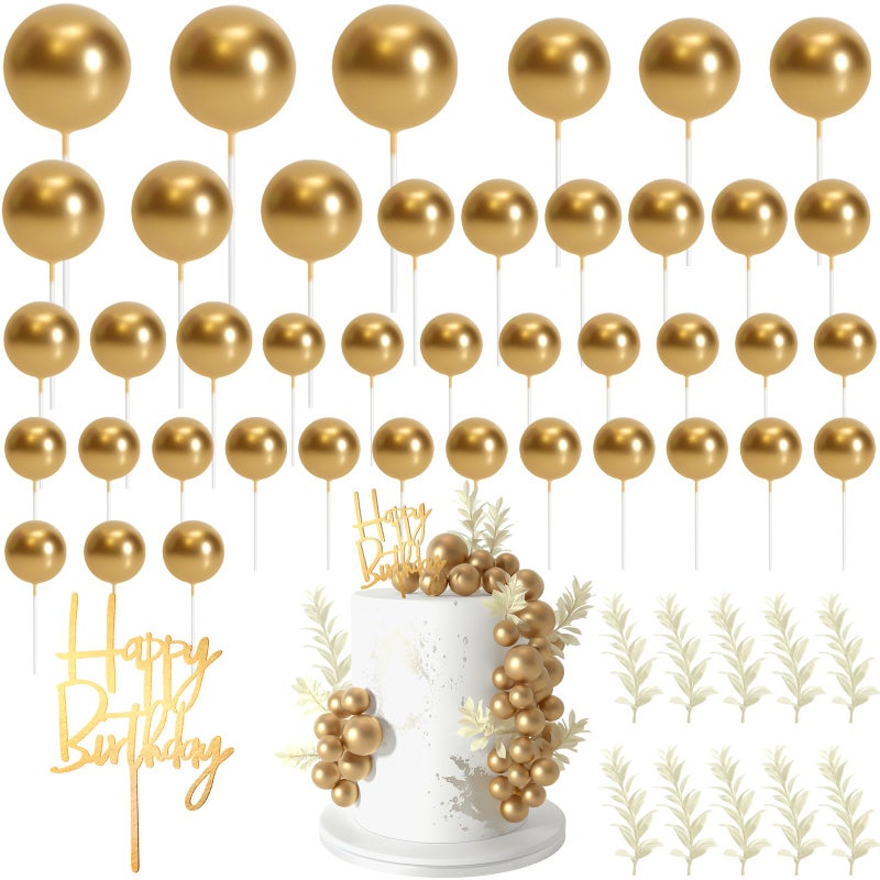 MIAHART Ball Cake Toppers Boho Grass Cake Topper Ball Cake Insert Decoration for Birthday Wedding Baby Shower Party Decorations Boho Themed Party Supplies (Gold) - Image 1