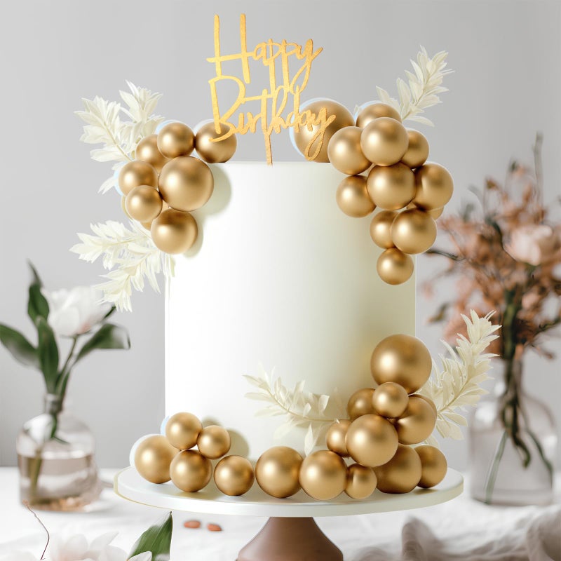 MIAHART Ball Cake Toppers Boho Grass Cake Topper Ball Cake Insert Decoration for Birthday Wedding Baby Shower Party Decorations Boho Themed Party Supplies (Gold) - Image 5
