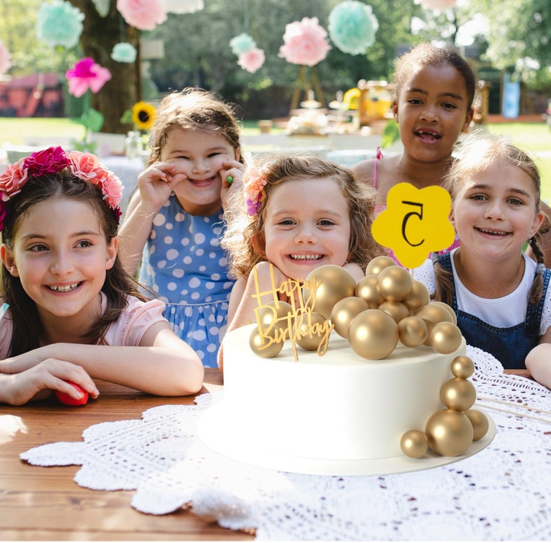 MIAHART Ball Cake Toppers Boho Grass Cake Topper Ball Cake Insert Decoration for Birthday Wedding Baby Shower Party Decorations Boho Themed Party Supplies (Gold) - Image 4